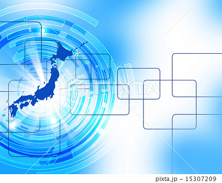 日本地図 日本列島 ネットワーク グローバル デジタル のイラスト素材