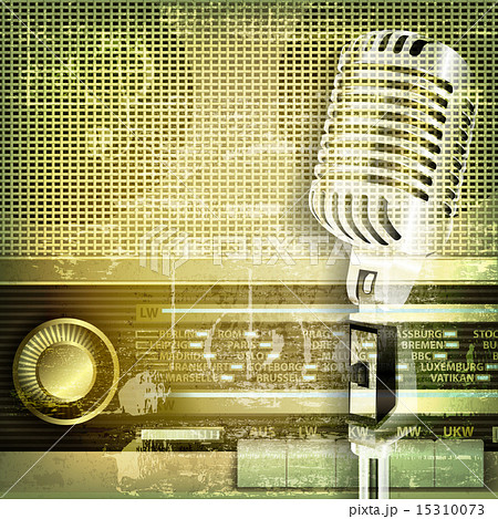 abstract background microphone and retro radio 15310073