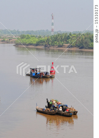 Isolate boat floating on the Mekong river 15310173