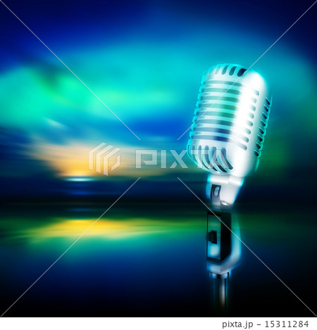 abstract music background with retro microphone 15311284