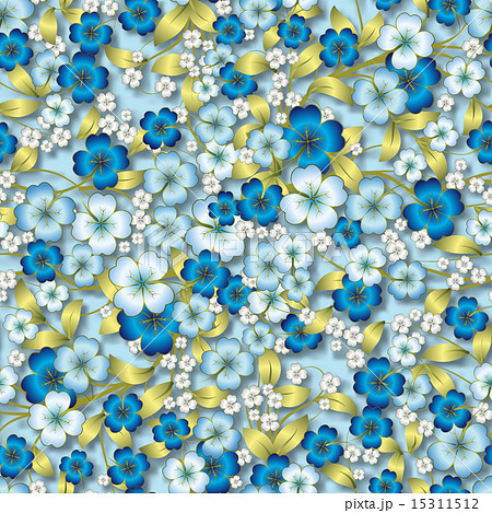abstract white floral ornament on blue 15311512