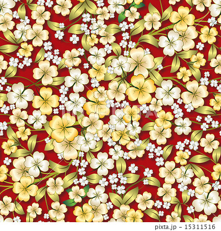 abstract yellow floral ornament on red 15311516