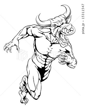 Bull Mascot Sprintingのイラスト素材