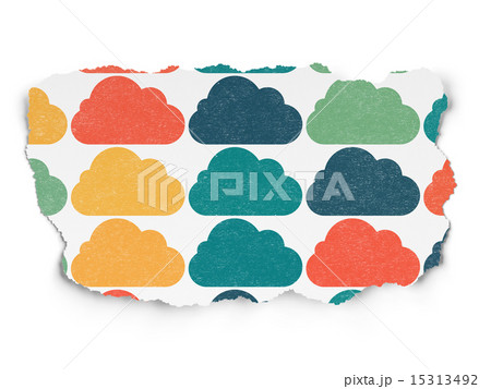 Cloud computing concept: Cloud icons on Torn Paper background 15313492