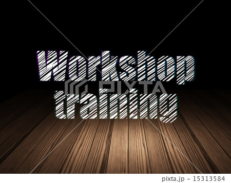Education concept: Workshop Training in grunge dark room 15313584