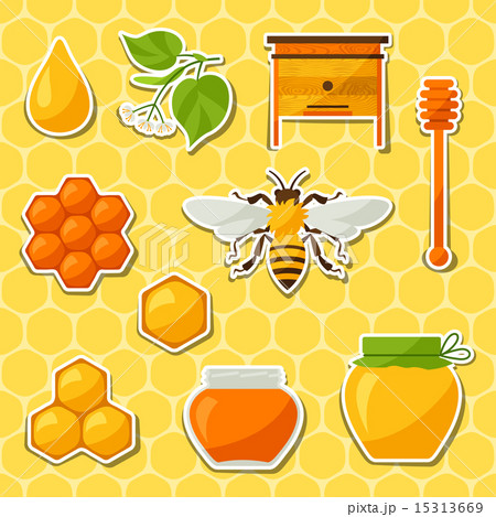 Background design with honey and bee objects 15313669