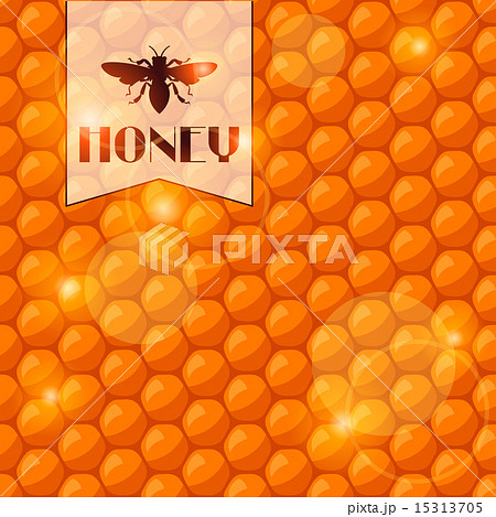 Abstract background with bee honeycombs and honey 15313705