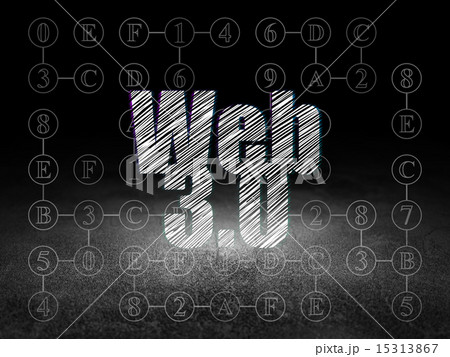 Web design concept: Web 3.0 in grunge dark room 15313867