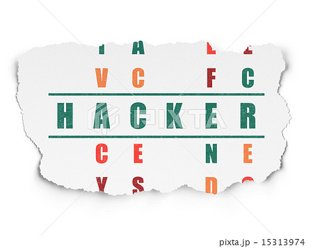 Security concept: word Hacker in solving Crossword Puzzle 15313974