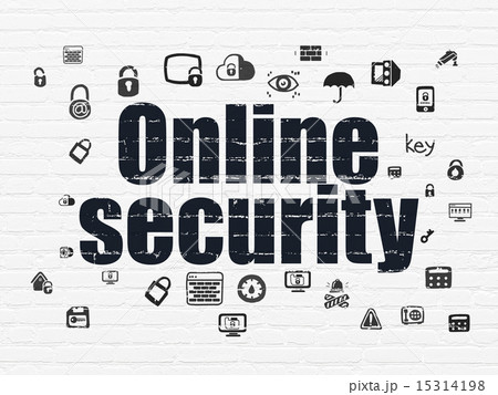 Security concept: Online Security on wall background 15314198