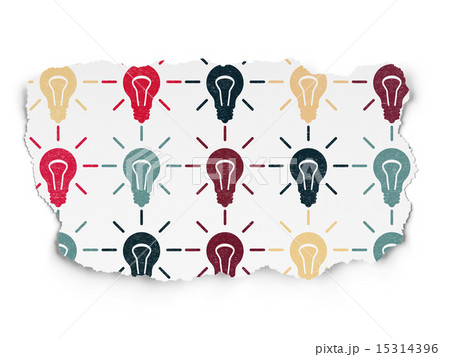 Business concept: Light Bulb icons on Torn Paper background 15314396