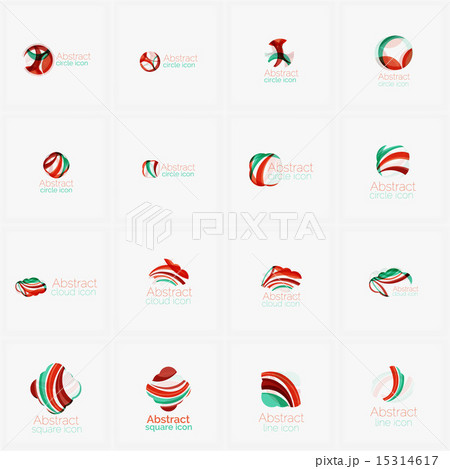 Set of light abstract geometric business company logos. Clean modern design, flowing elements 15314617