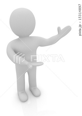 3d people - man, person presenting - pointing. 15314897
