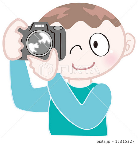 カメラを構える男の子のイラスト素材