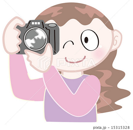 カメラを構える女の子のイラスト素材