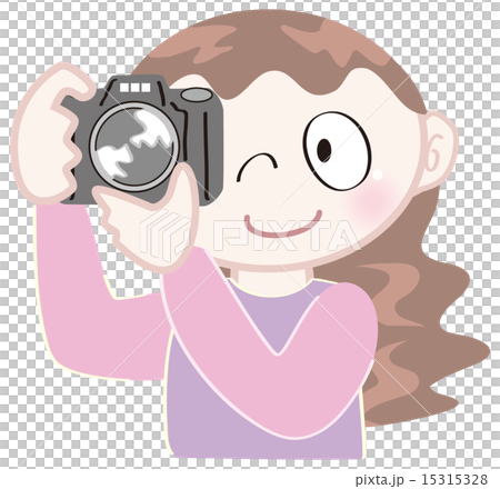 カメラを構える女の子のイラスト素材