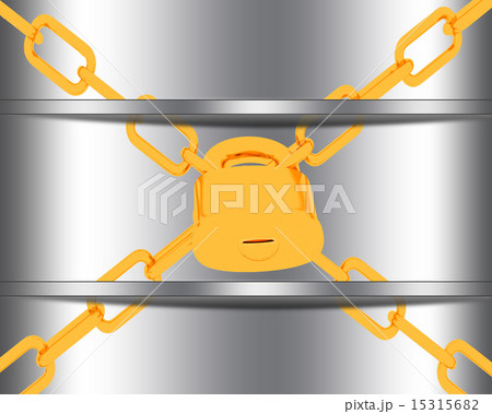 gold chains and padlock on white background gold chains and padlock on white background 15315682