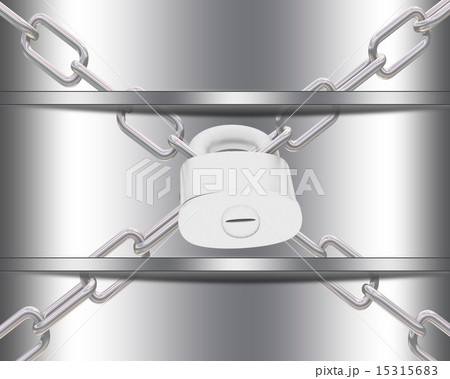 Metal template with chains and padlock 15315683