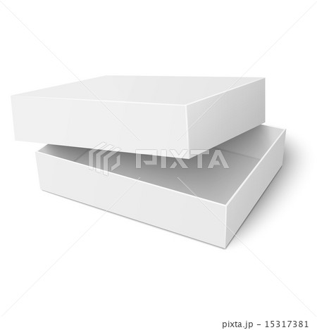 Template of white cardboard box with opened lid. Template of white cardboard box with opened lid. 15317381