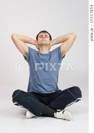 Athlete stretching his neck, leaned back Athlete stretching his neck, leaned back 15317654