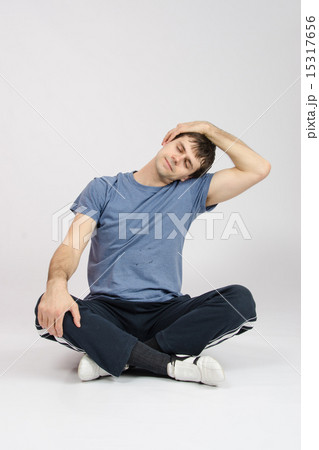 Athlete flexing muscles of the neck Athlete flexing muscles of the neck 15317656