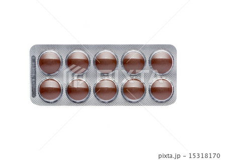 The brown pills in a blister 15318170