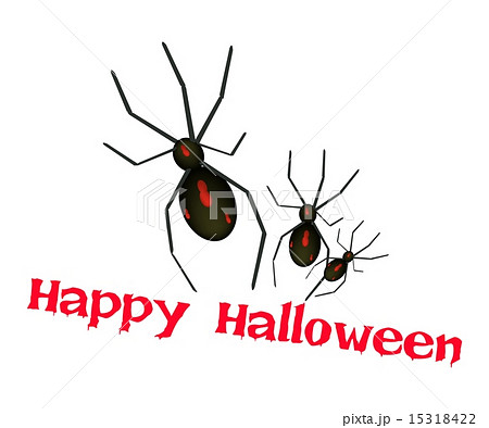 Three Evil Spiders with Word Happy Halloween Three Evil Spiders with Word Happy Halloween 15318422