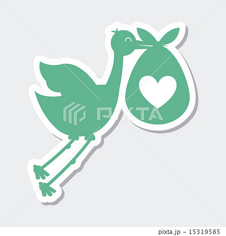 Stork icon with baby on white background vector illustration 15319585
