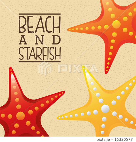 beach and starfish over sand background vector illustration 15320577