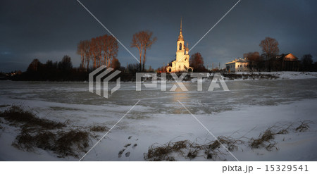 morning winter snow church Russia morning winter snow church Russia 15329541