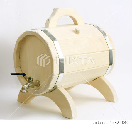 wooden barrel of beer on a white background 15329840