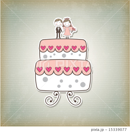cute cake just married cartoon over pattern background vector cute cake just married cartoon over pattern background vector 15339077