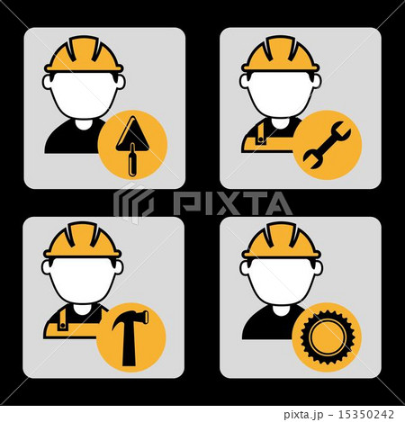 industrial workers over black background vector...のイラスト素材 [15350242 ...