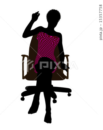 African American Female In A Swimsuit Sitting On An Office Chair Silhouette 15357758