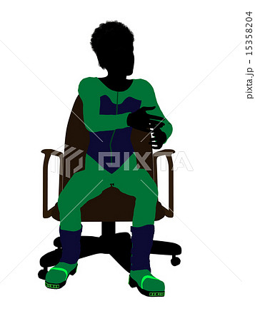 African American Male Teen Skier Sitting On A Chair Silhouette 15358204