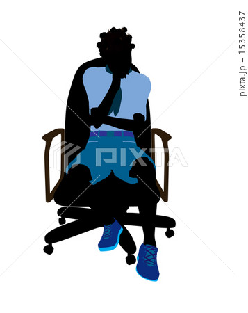 African American Girl Scout Sitting In A Chair Illustration Silhouette 15358437