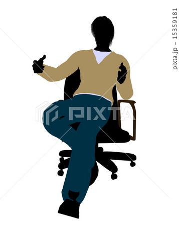 Casual Dressed Male Sitting In A Chair Illustration Silhouette 15359181