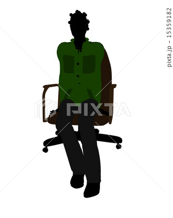 African American Woman Sitting On An Office Chair Silhouette 15359182