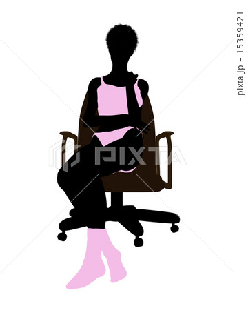 African American Woman In Undewear Sitting In An Office Chair Silhouette 15359421