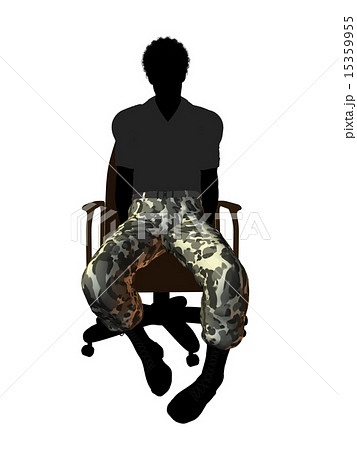 African American Soldier Sitting On An Office Chair Illustration Silhouette African American Soldier Sitting On An Office Chair Illustration Silhouette 15359955
