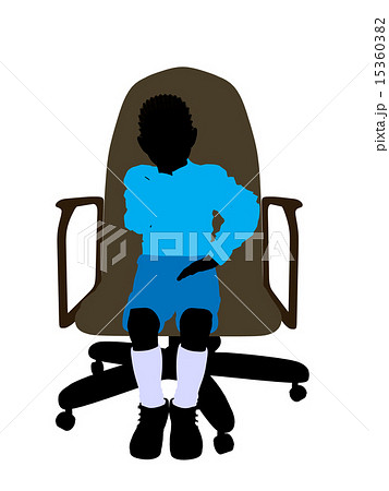 African American Boy Sitting In A Chair Silhouette 15360382