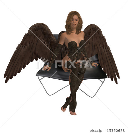 Brunette Angel Sitting On A Chairのイラスト素材