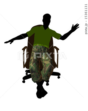 Male Soldier Sitting On An Office Chair Illustration Silhouette Male Soldier Sitting On An Office Chair Illustration Silhouette 15361131