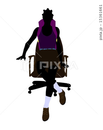African American Hiker Sitting On An Office Chair Silhouette 15361661