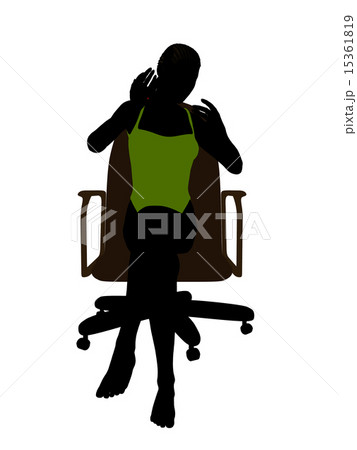 African American Female In A Swimsuit Sitting On An Office Chair Silhouette 15361819