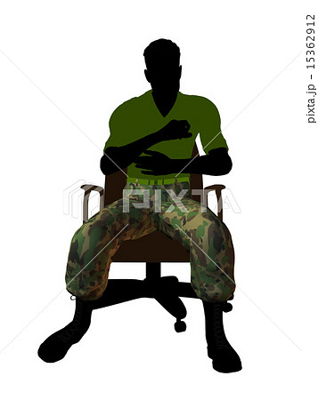 Male Soldier Sitting On An Office Chair Illustration Silhouette Male Soldier Sitting On An Office Chair Illustration Silhouette 15362912