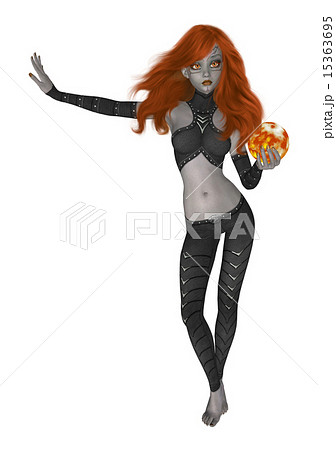 Goth Girl Holding One Crystall Ball 15363695