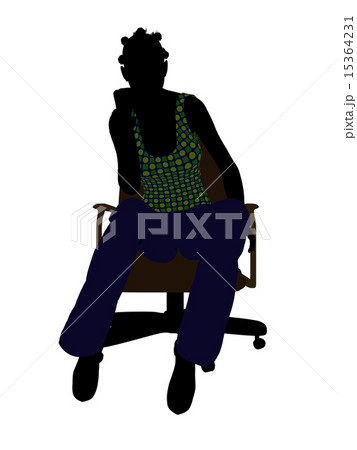 African American Casual Woman Sitting On A Chair Illustration Silhouette 15364231