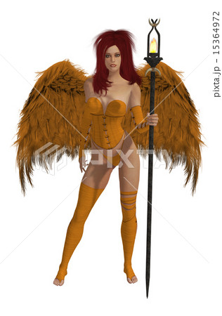 Orange Winged Angel With Red Hair Orange Winged Angel With Red Hair 15364972