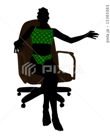 African American Teen Swimsuit Sitting In An Office Chair Silhouette African American Teen Swimsuit Sitting In An Office Chair Silhouette 15365063